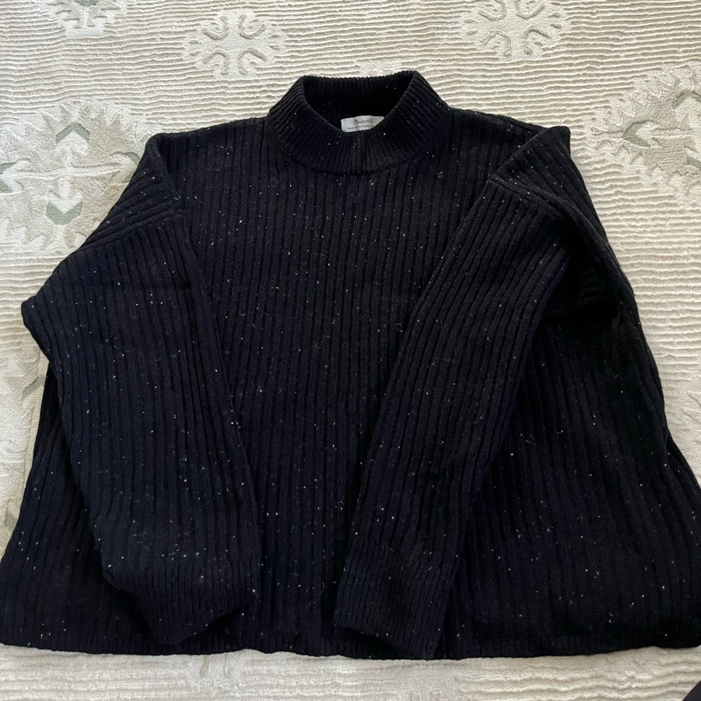 Madewell speckled black sweater!